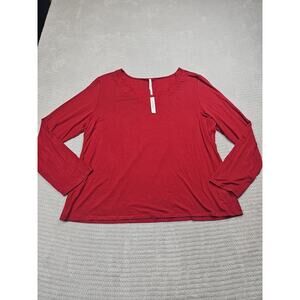 Soma Shirt Womens 2X Red Lace Trim Vneck Cool Nights